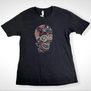 Womens Las Vegas Sugar Skull Black T-Shirt Sz XL